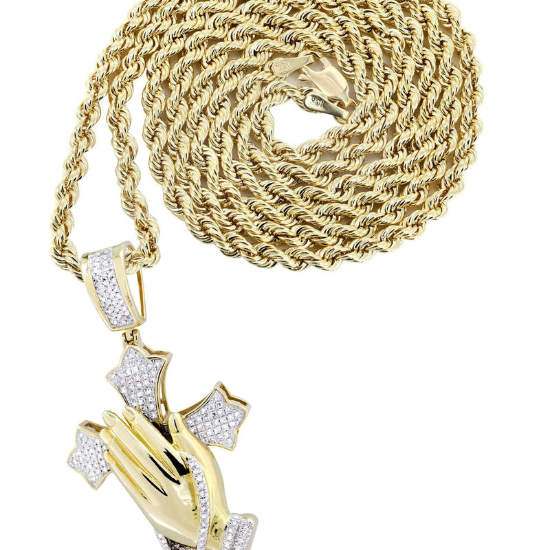 10K Yellow Gold Cross  Diamond Necklace  | 0.67 Carats