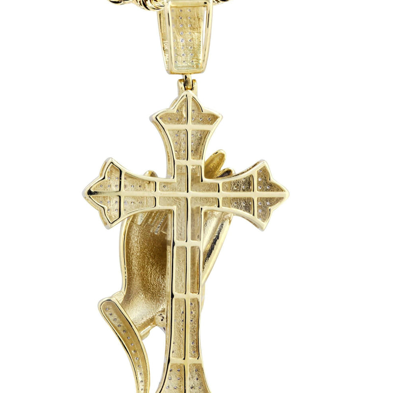 10K Yellow Gold Cross  Diamond Necklace  | 0.67 Carats