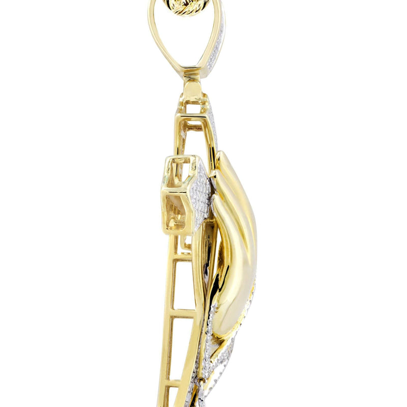 10K Yellow Gold Cross  Diamond Necklace  | 0.67 Carats
