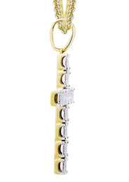 10K Yellow Gold Cross Diamond Necklace  | 0.31 Carats
