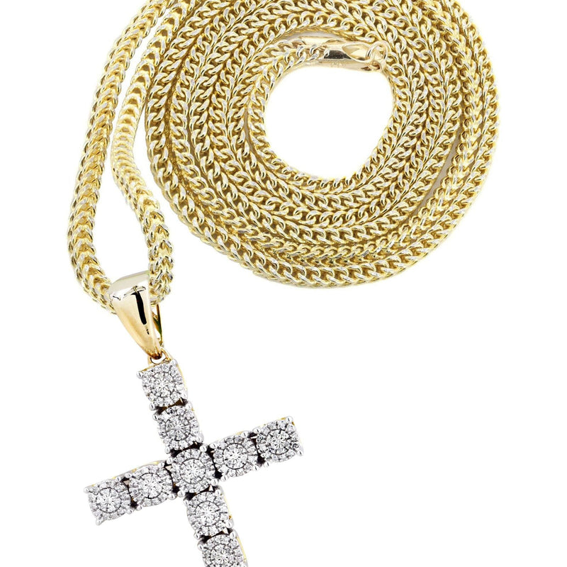 10K Yellow Gold Cross Diamond Necklace  | 0.31 Carats