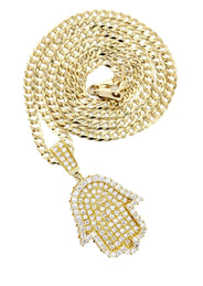 10K Yellow Gold Hamsa  Diamond Necklace  | 2.02 Carats
