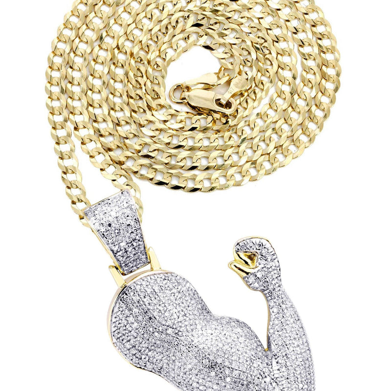 10K Yellow Gold Muscle Arm Diamond Necklace  | 0.97 Carats
