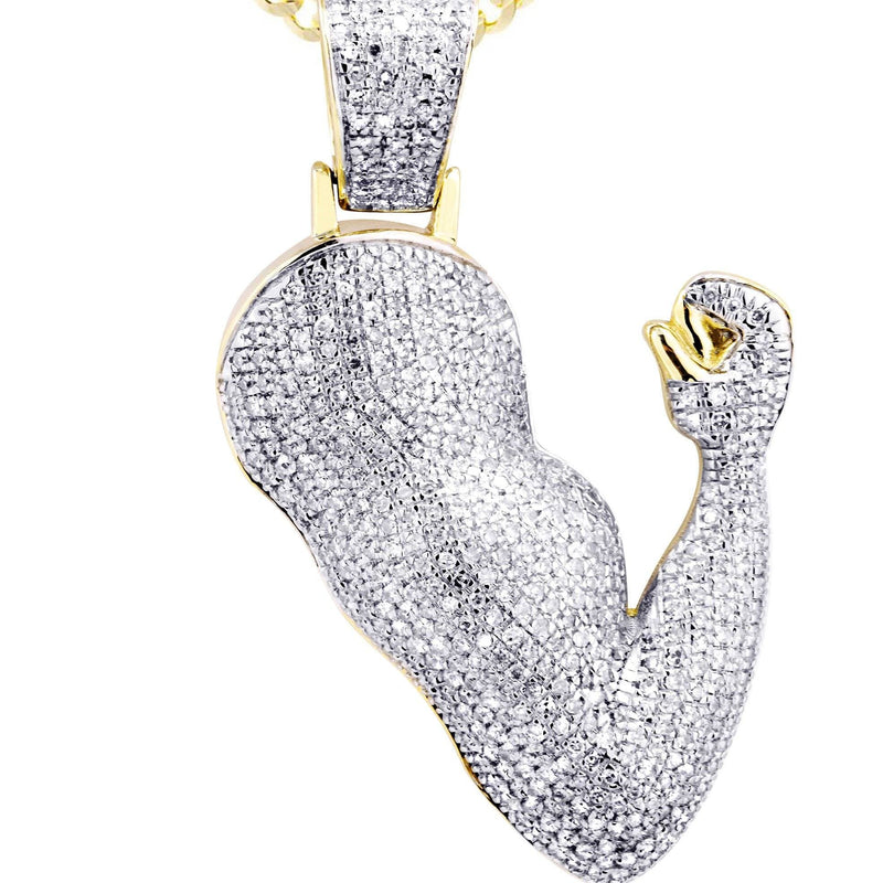 10K Yellow Gold Muscle Arm Diamond Necklace  | 0.97 Carats