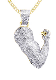 10K Yellow Gold Muscle Arm Diamond Necklace  | 0.97 Carats