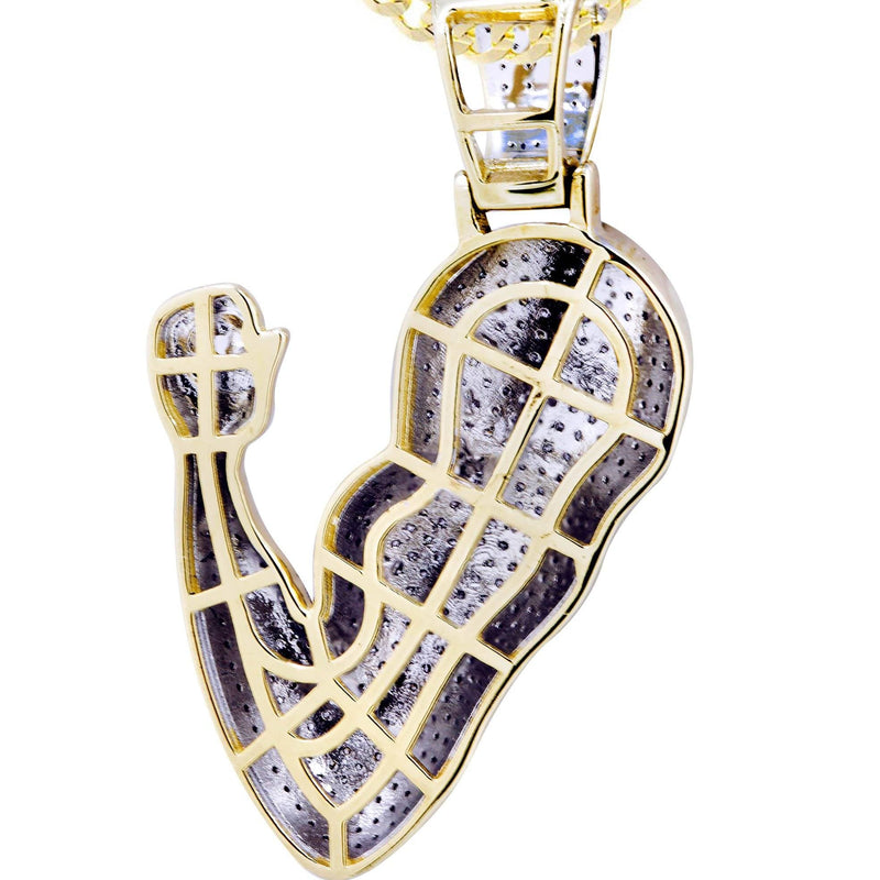 10K Yellow Gold Muscle Arm Diamond Necklace  | 0.97 Carats
