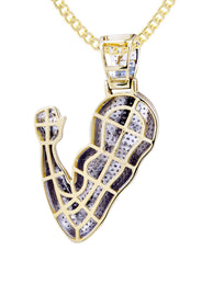 10K Yellow Gold Muscle Arm Diamond Necklace  | 0.97 Carats