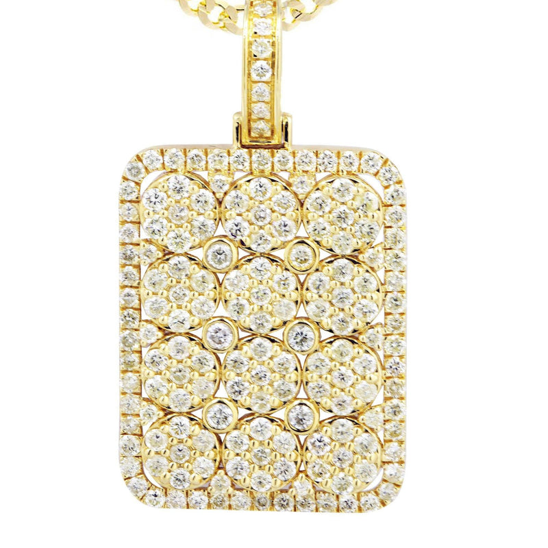 10K Yellow Gold Dog Tag Diamond Necklace  | 3.06 Carats