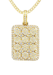 10K Yellow Gold Dog Tag Diamond Necklace  | 3.06 Carats