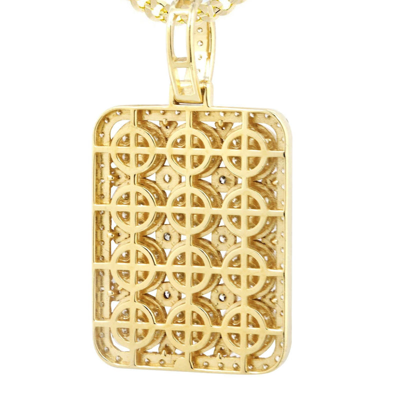10K Yellow Gold Dog Tag Diamond Necklace  | 3.06 Carats