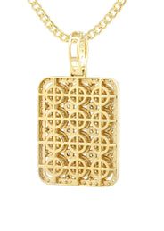 10K Yellow Gold Dog Tag Diamond Necklace  | 3.06 Carats