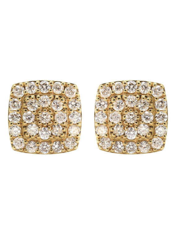 14K Yellow Gold Diamond Earrings For Men | 1.04 Carats | 2.91 Grams