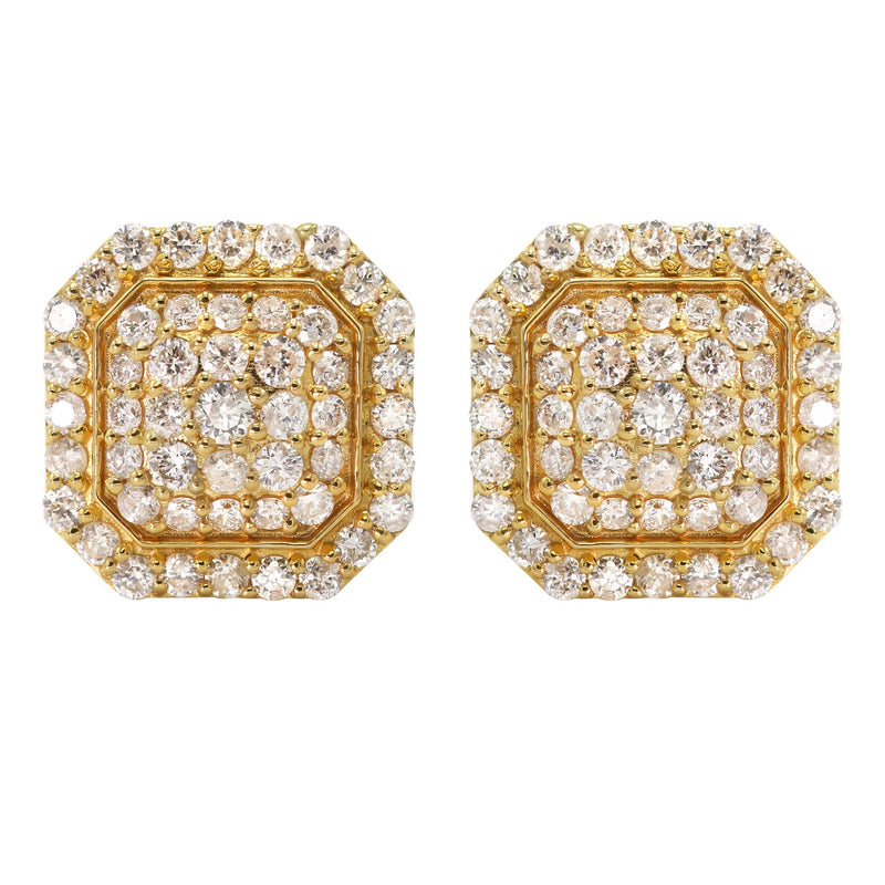 14K Yellow Gold Diamond Earrings For Men | 1 Carat | 3.29 Grams