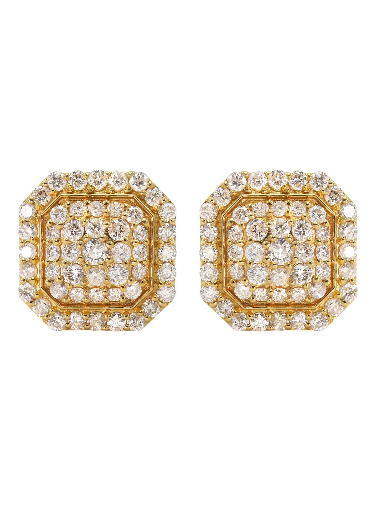 14K Yellow Gold Diamond Earrings For Men | 1 Carat | 3.29 Grams