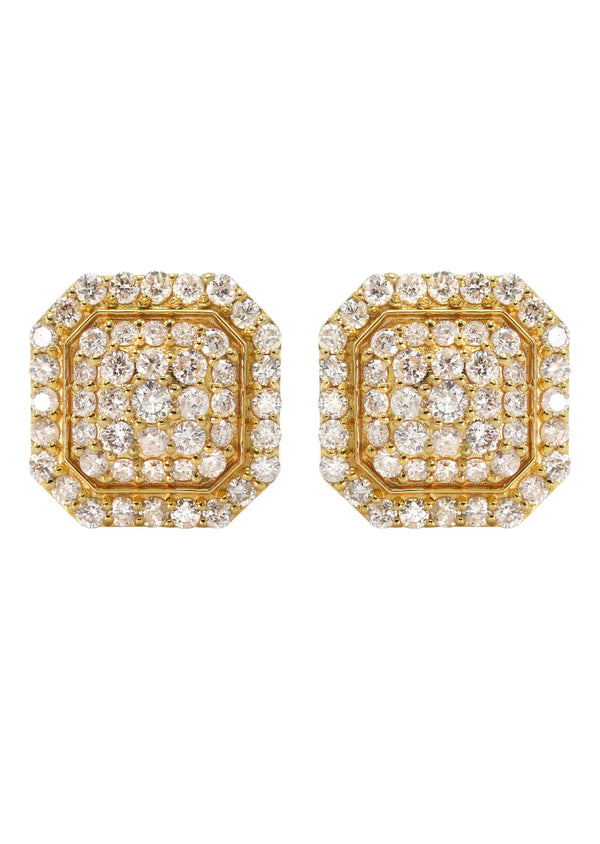 14K Yellow Gold Diamond Earrings For Men | 1 Carat | 3.29 Grams