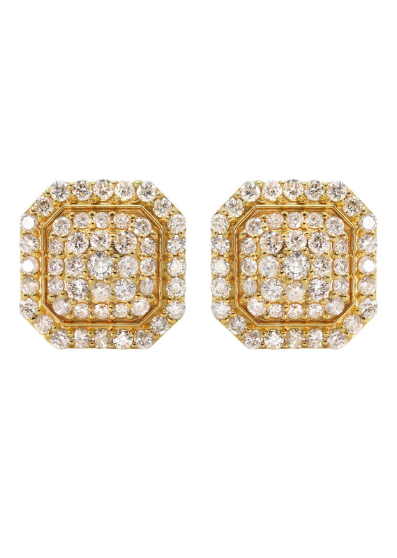 14K Yellow Gold Diamond Earrings For Men | 1 Carat | 3.29 Grams
