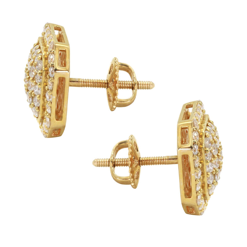 14K Yellow Gold Diamond Earrings For Men | 1 Carat | 3.29 Grams