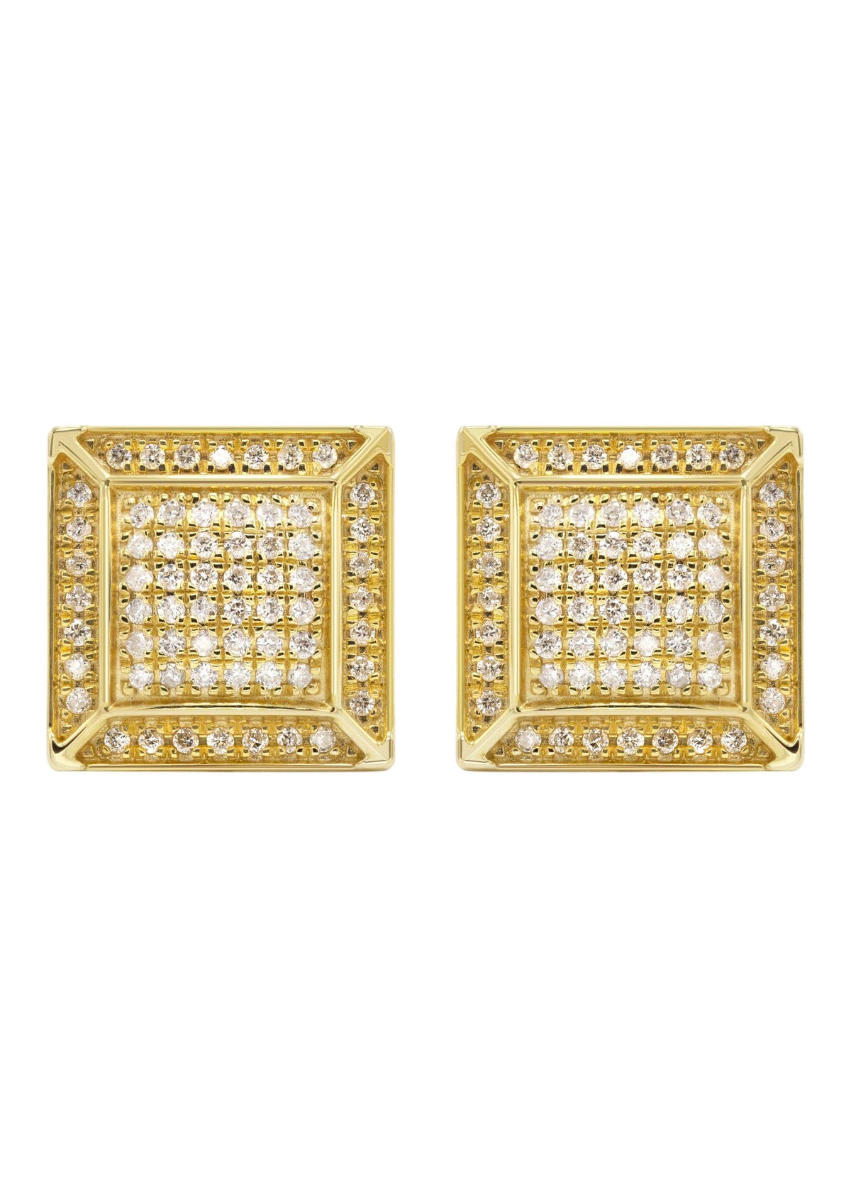 14K Yellow Gold Diamond Earrings For Men | 0.35 Carats | 3.62 Grams