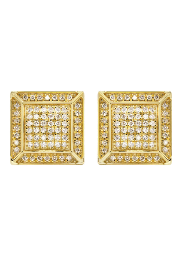 14K Yellow Gold Diamond Earrings For Men | 0.35 Carats | 3.62 Grams
