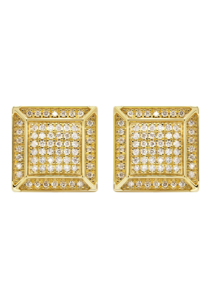 14K Yellow Gold Diamond Earrings For Men | 0.35 Carats | 3.62 Grams