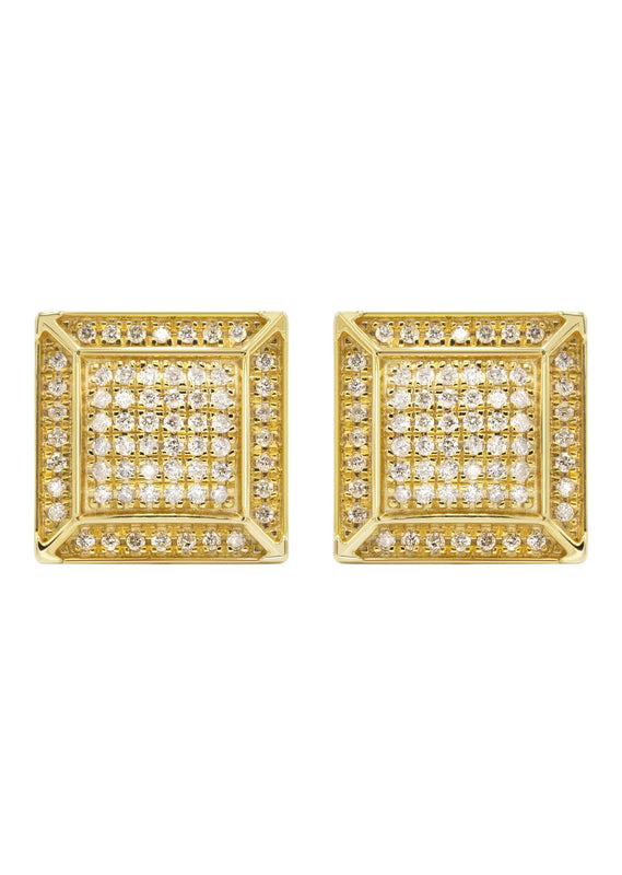 14K Yellow Gold Diamond Earrings For Men | 0.35 Carats | 3.62 Grams