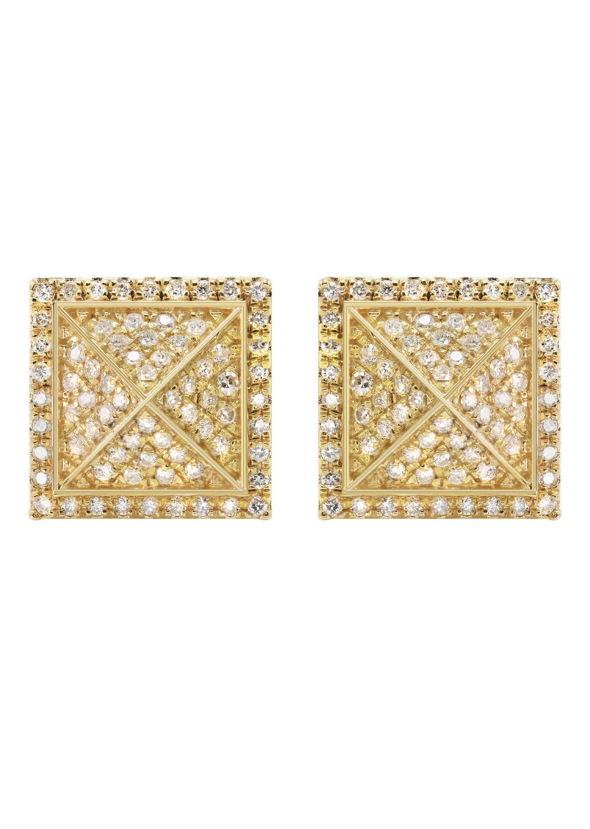 14K Yellow Gold Diamond Earrings For Men | 0.35 Carats | 2.7 Grams