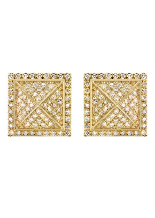 14K Yellow Gold Diamond Earrings For Men | 0.35 Carats | 2.7 Grams
