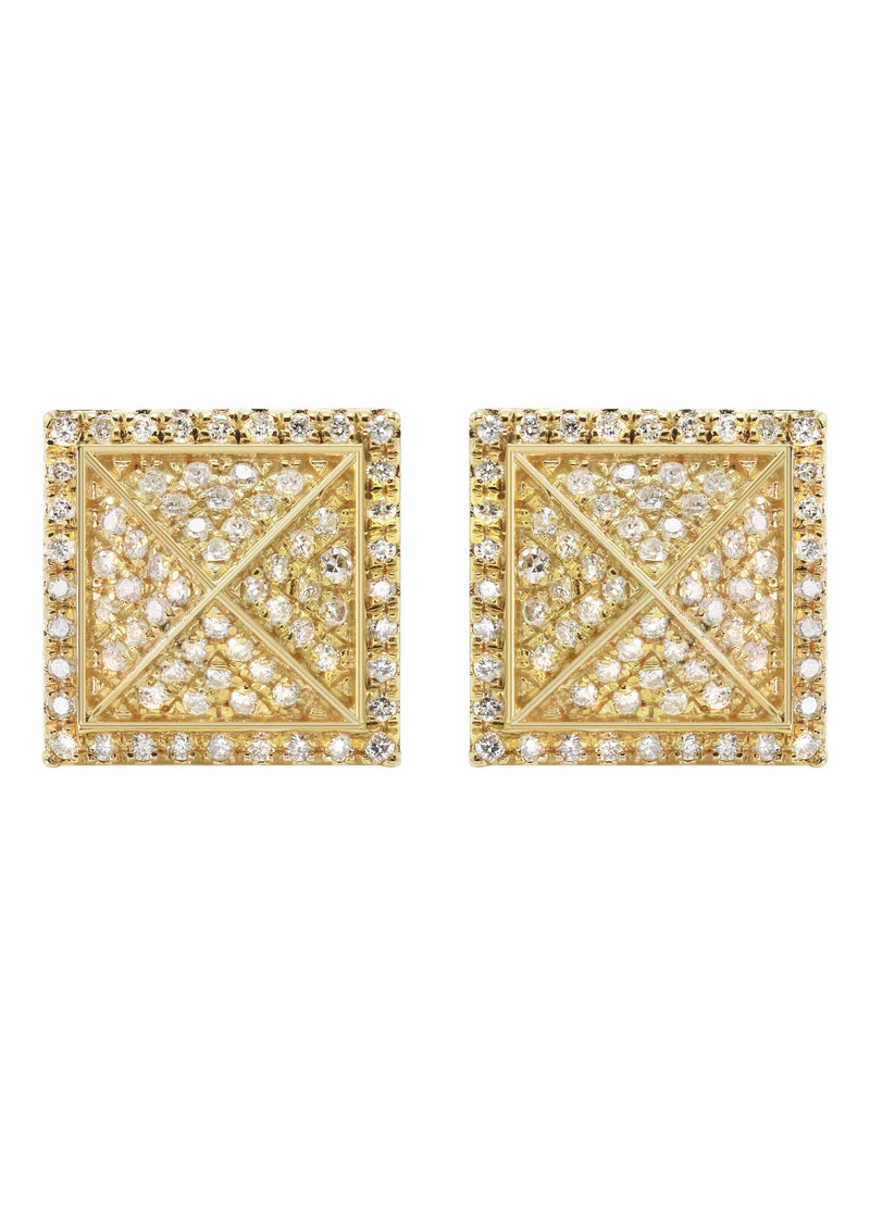 14K Yellow Gold Diamond Earrings For Men | 0.35 Carats | 2.7 Grams