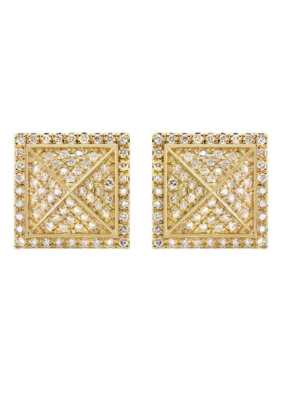 14K Yellow Gold Diamond Earrings For Men | 0.35 Carats | 2.7 Grams