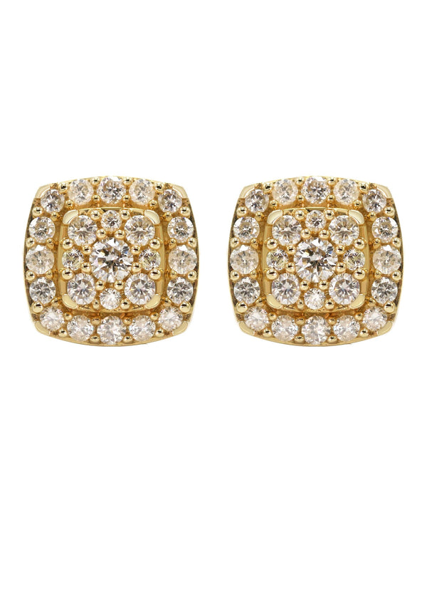 14K Yellow Gold Diamond Earrings For Men | 1 Carats | 3.43 Grams