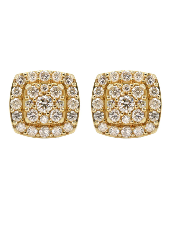 14K Yellow Gold Diamond Earrings For Men | 1 Carats | 3.43 Grams