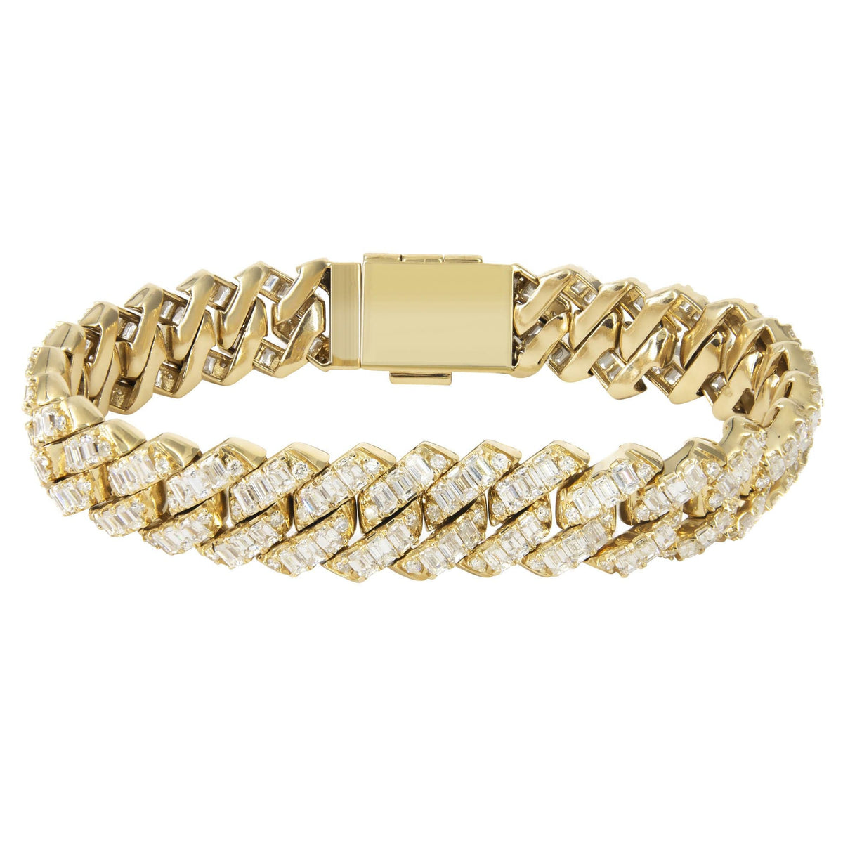 14K Iced Out Baguette Diamond Miami Cuban Link Bracelet | 66.28 Grams | 21.45 Carats
