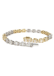 14K Two Tone Diamond Baguette Tennis Bracelet | 18.07 Grams | 4.21 Carats