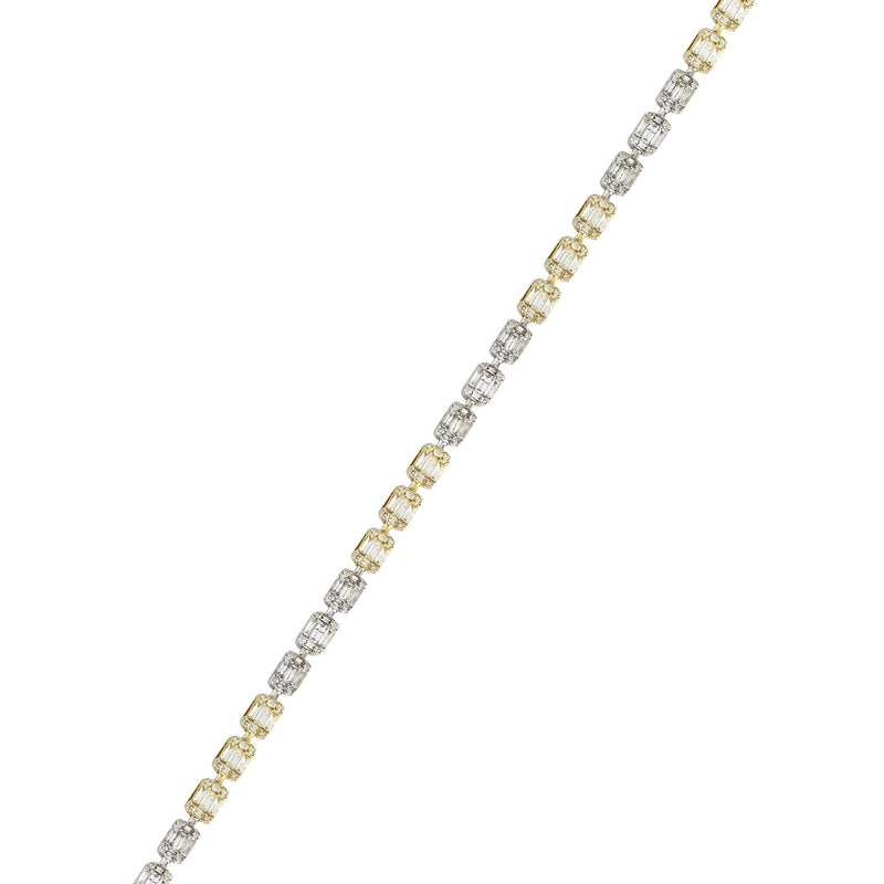 14K Two Tone Diamond Baguette Tennis Bracelet | 4.21 Carats