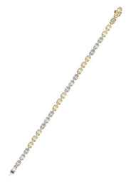 14K Two Tone Diamond Baguette Tennis Bracelet | 18.07 Grams | 4.21 Carats