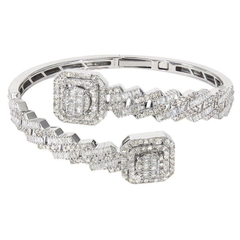 14K White Gold Baguette Diamond Bangle | 36.35 Grams | 4.8 Carats