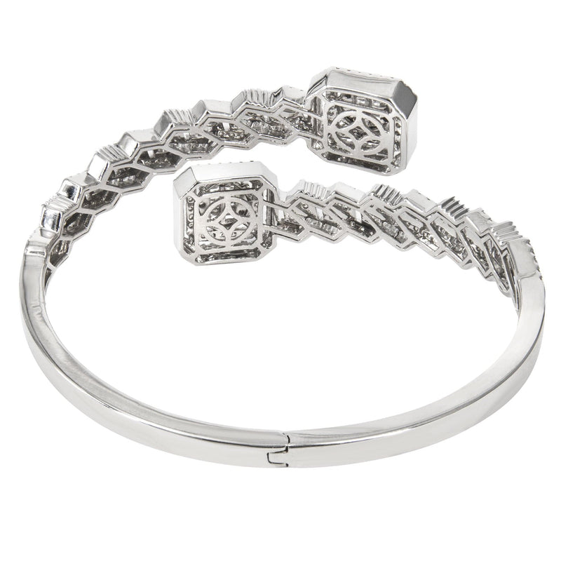 14K White Gold Cluster Diamond Bangle  | 36.35 Grams | 4.8 Carats