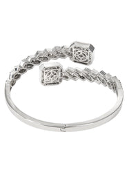 14K White Gold Cluster Diamond Bangle  | 36.35 Grams | 4.8 Carats