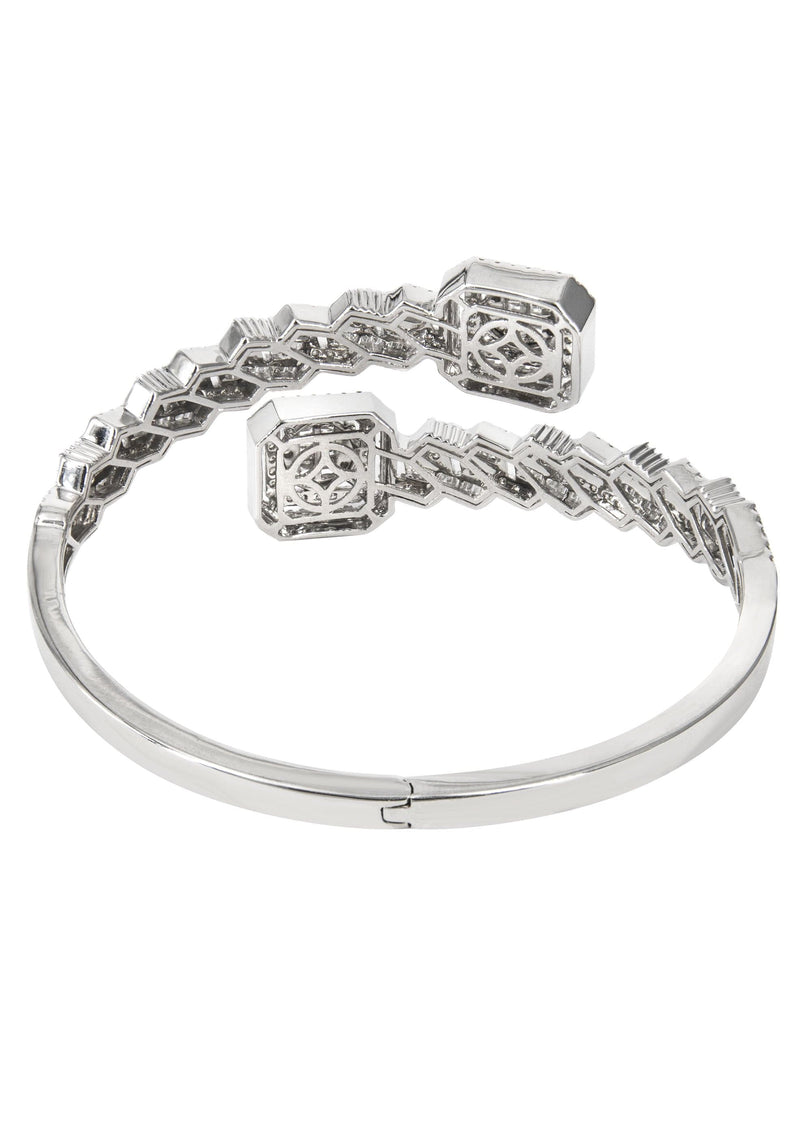 14K White Gold Cluster Diamond Bangle  | 36.35 Grams | 4.8 Carats