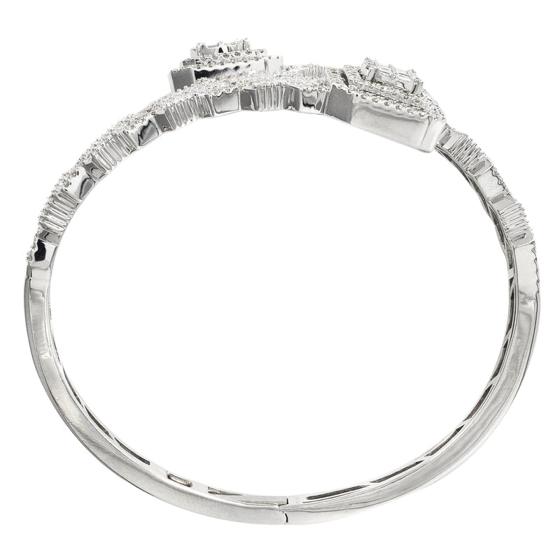 14K White Gold Baguette Diamond Bangle | 36.35 Grams | 4.8 Carats