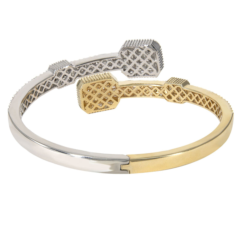 14K Two Tone Diamond Baguette Bangle Bracelet | 29.66 Grams | 4.45 Carats