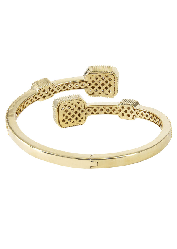 14K Yellow Gold Diamond Baguette Bangle Bracelet | 30.16 Grams | 3.8 Carats
