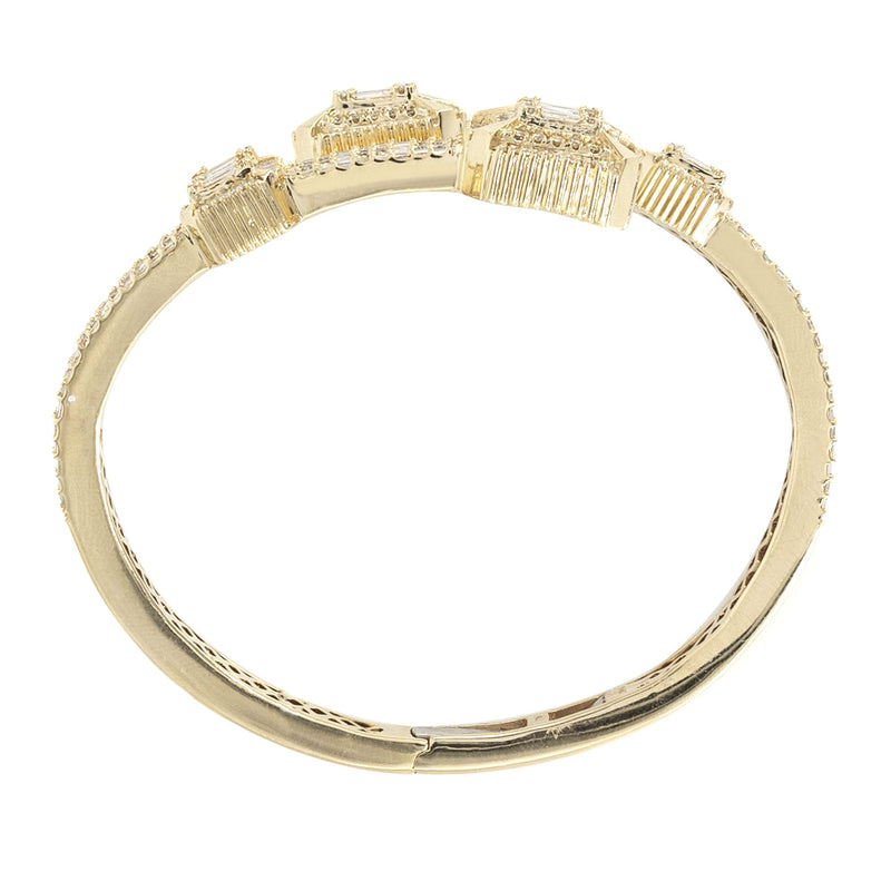 14K Yellow Gold Diamond Baguette Bangle Bracelet | 30.16 Grams | 3.8 Carats