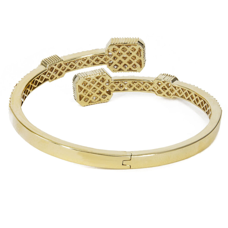 14K Yellow Gold Diamond Baguette Bangle Bracelet | 29 Grams | 3.29 Carats