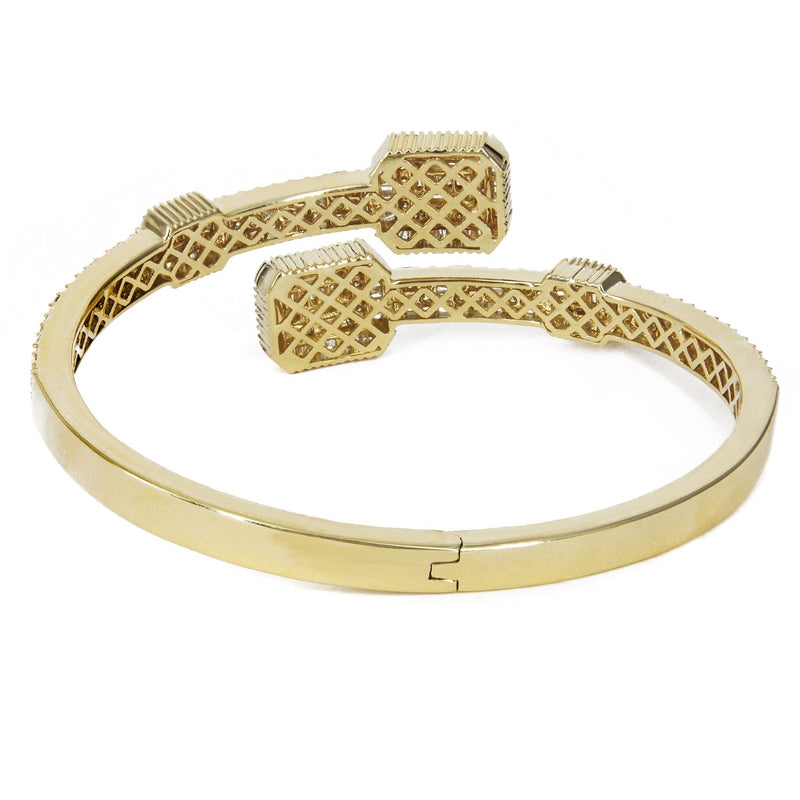 14K Yellow Gold Diamond Baguette Bangle Bracelet | 29 Grams | 3.29 Carats