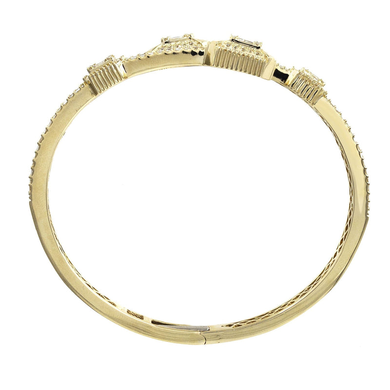 14K Yellow Gold Diamond Baguette Bangle Bracelet | 29 Grams | 3.29 Carats