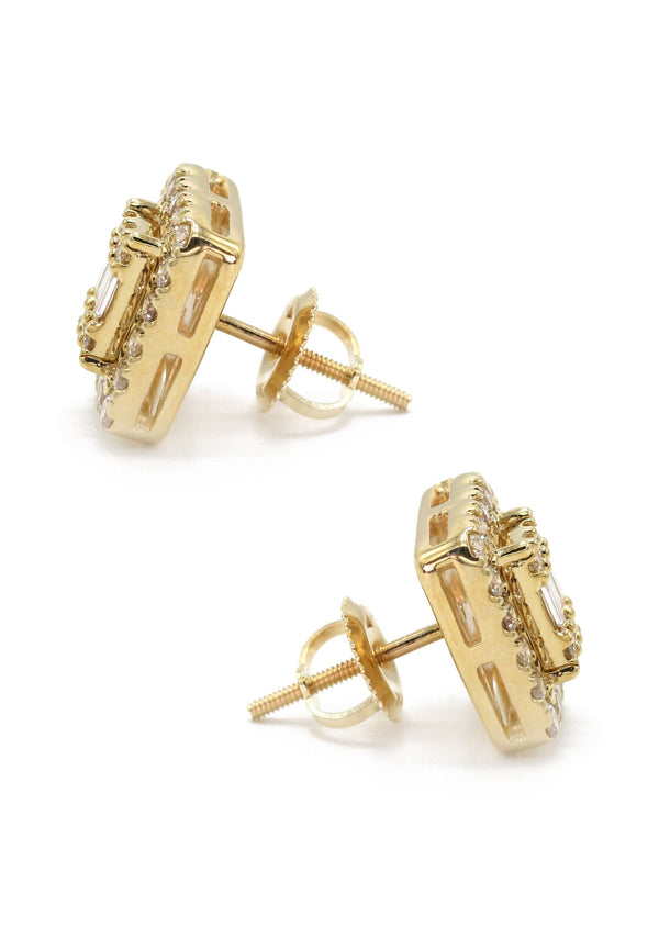 14K Yellow Gold Diamond Baguette Earrings For Men | 0.96 Carats | 4.51 Grams