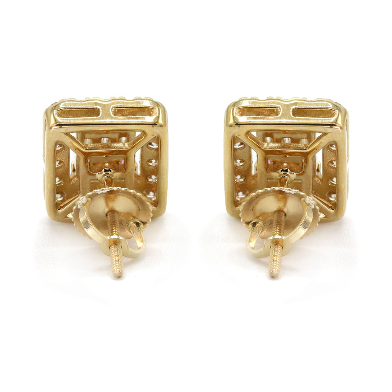 14K Yellow Gold Diamond Baguette Earrings For Men | 0.96 Carats | 4.51 Grams