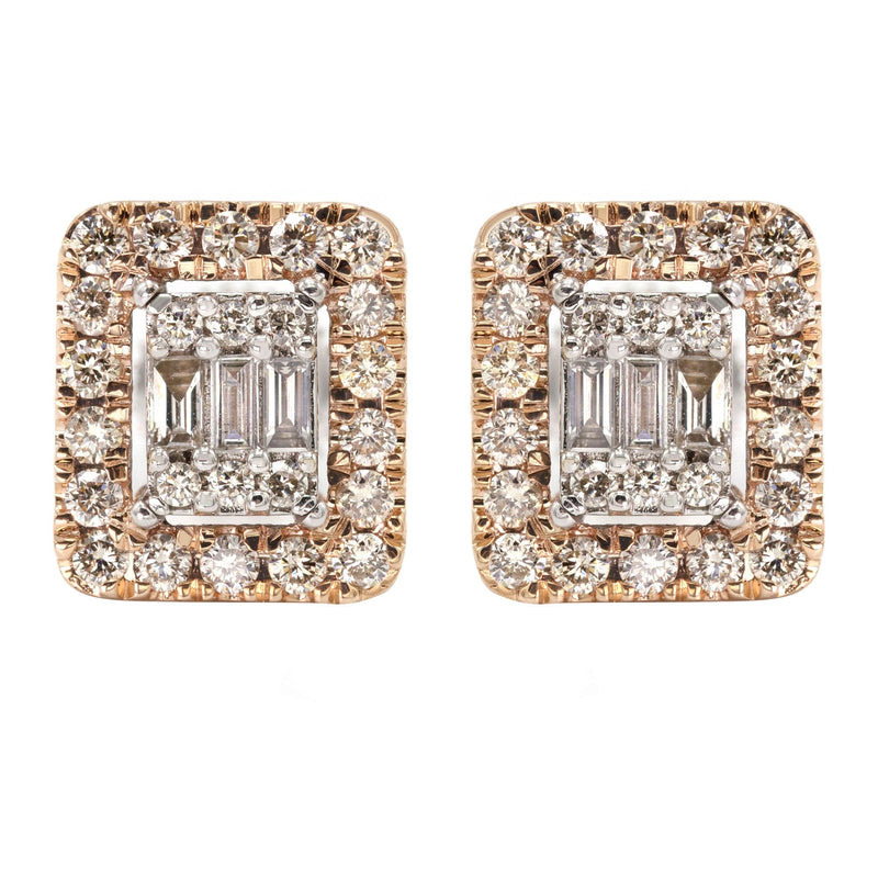 14K Yellow Gold Diamond Baguette Earrings For Men | 0.95 Carats | 4.74 Grams