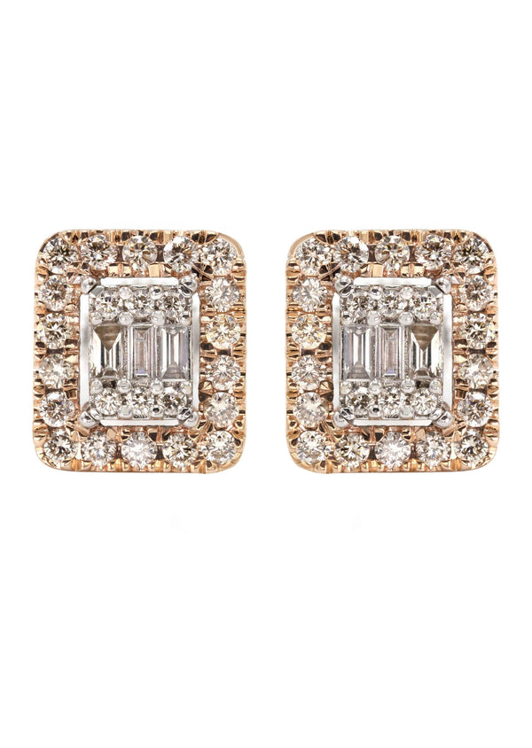 14K Yellow Gold Diamond Baguette Earrings For Men | 0.95 Carats | 4.74 Grams